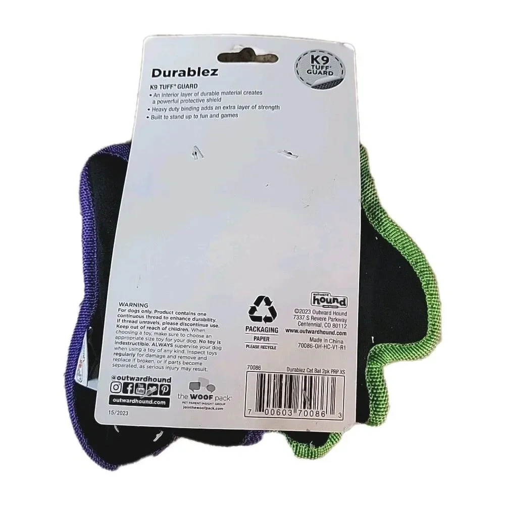 Outward Hound Durablez Cat Bat Dog Toys Halloween Squeaky 2 Pack NWT Reinforced